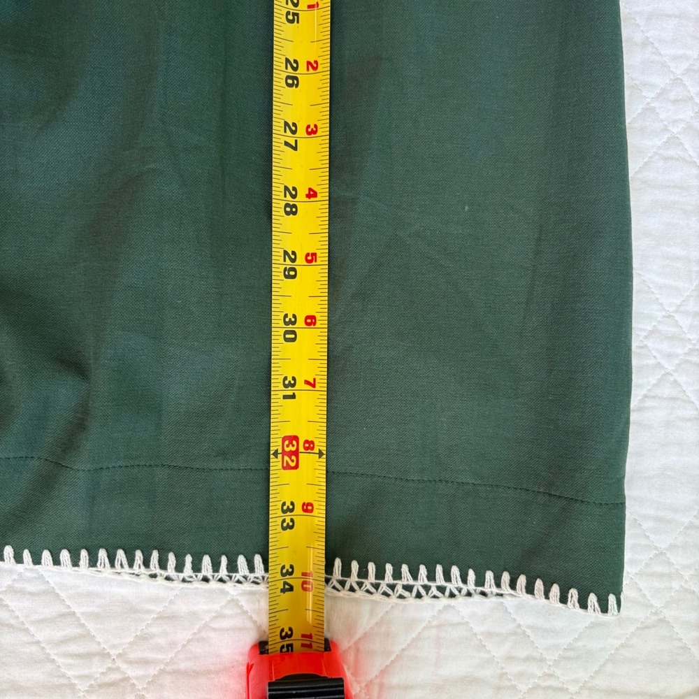 Tuckernuck Pomander Place Green Whipstitch Split Neck Cotton Mini Dress XL NEW - Picture 7 of 7